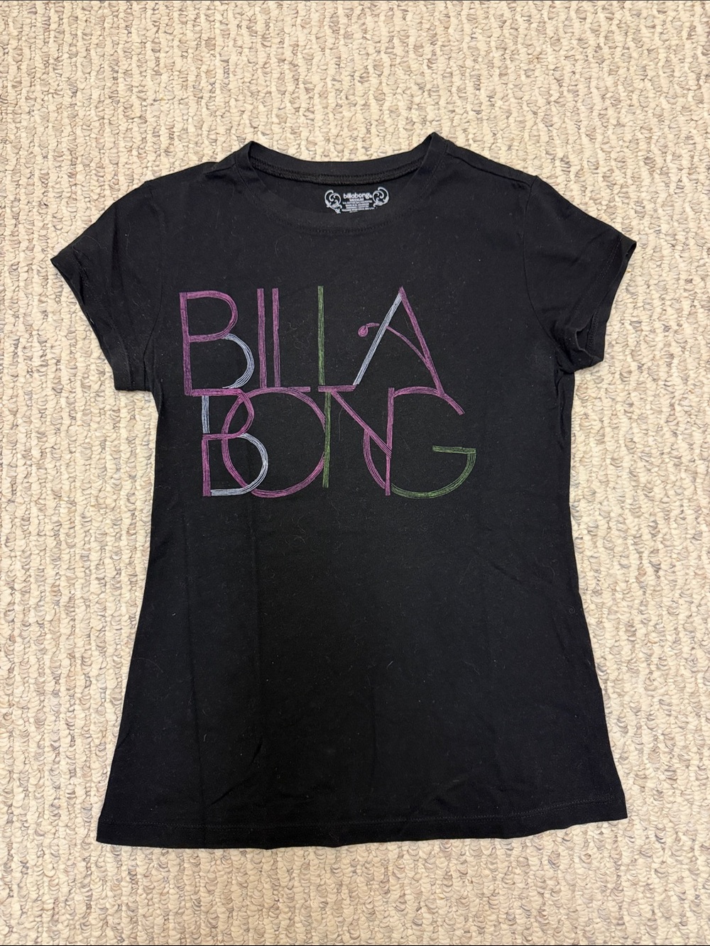 Billabong Black Tee with Multicolor Logo